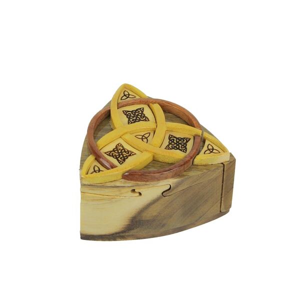 Triquetra Celtic Knots Hand Crafted Wooden Trinket/Puzzle Box - Picture 2 of 5